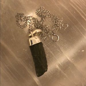 Moldavite pendant silver
